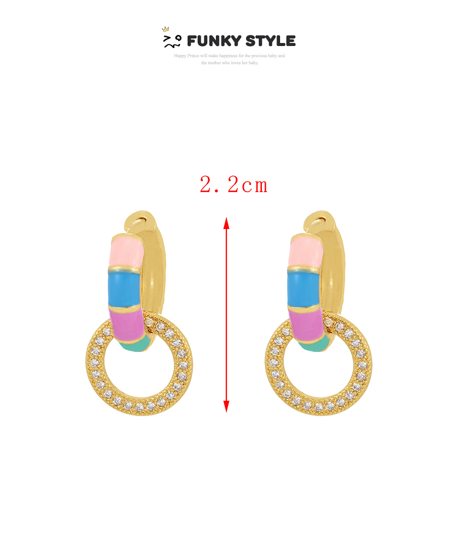 Fashion Color-2 Bronze Zirconium Oil Drop Square Earrings,Earrings