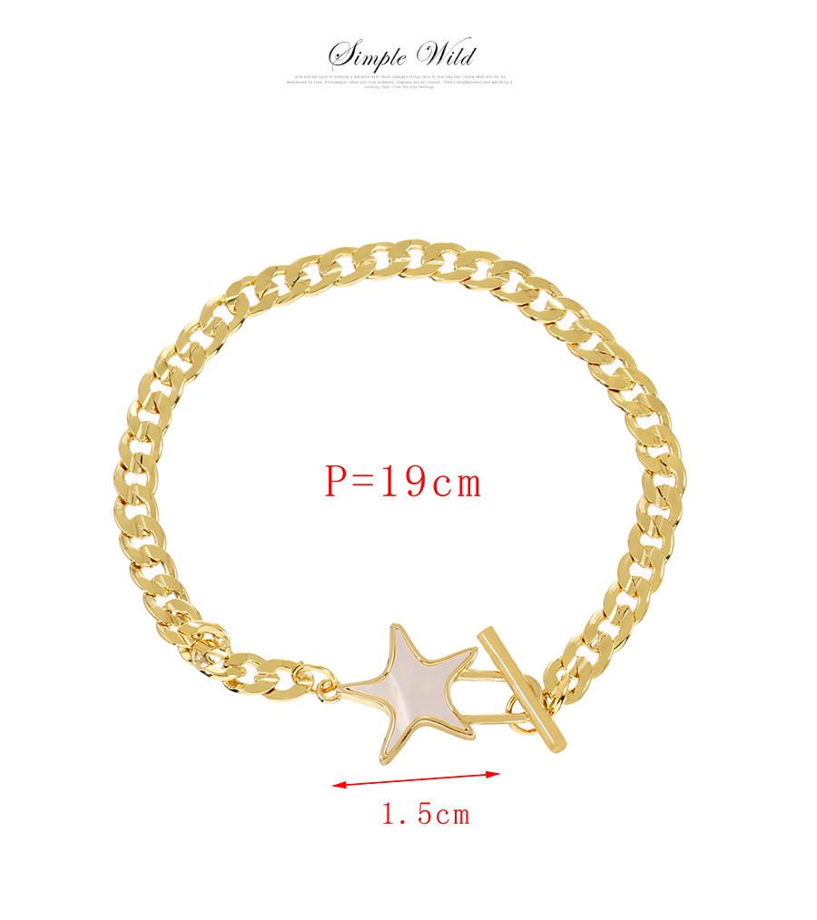 Fashion Gold-2 Copper Shell Love Thick Chain Ot Buckle Bracelet,Bracelets