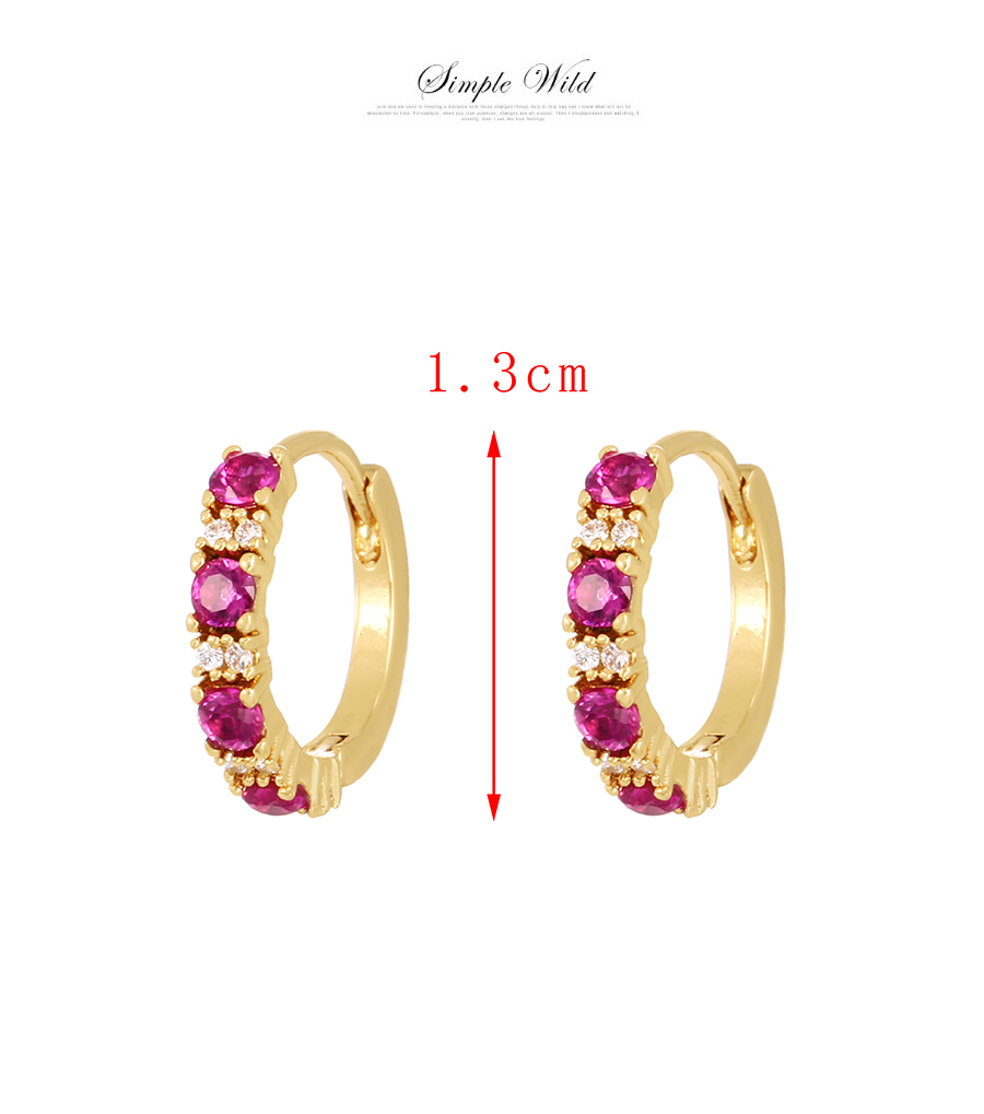 Fashion Pink Brass Inset Zirconium Geometric Earrings,Earrings