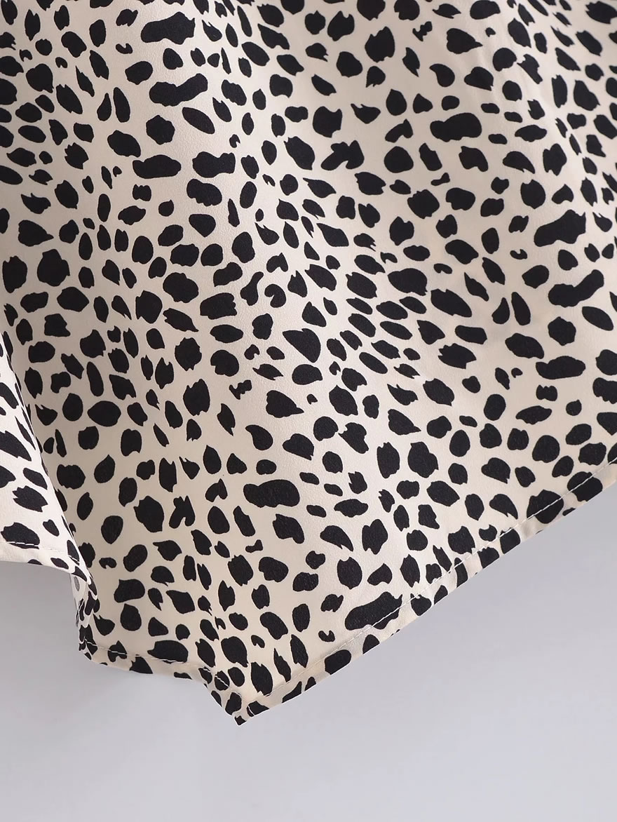 Fashion Light Khaki Geometric Leopard Print Irregular Hem Skirt,Skirts