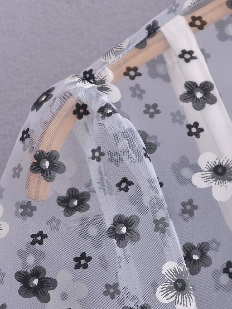 Fashion Suit Organza Print Tie Neck Dress,Mini & Short Dresses
