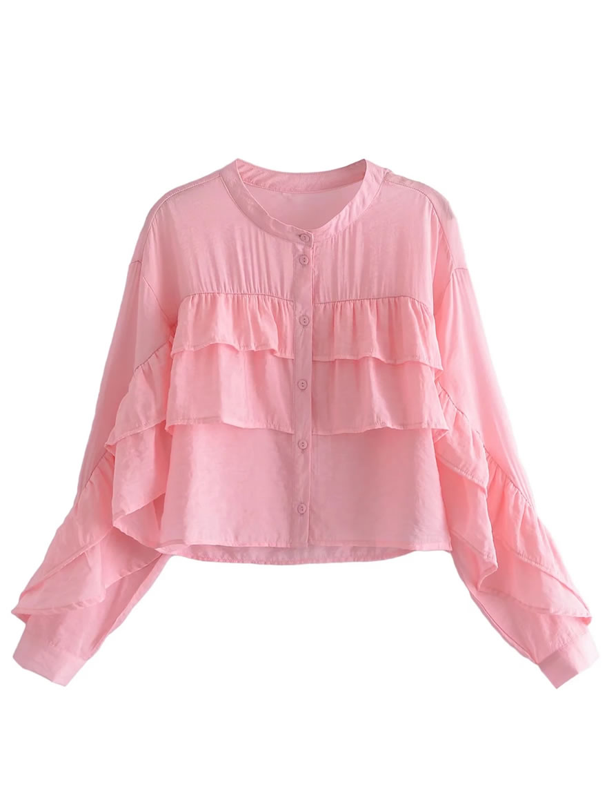 Fashion Pink Rayon Layered Crewneck Top,Tank Tops & Camis