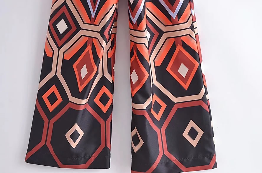 Fashion Color Geometric Print Tie-neck Jumpsuit,Tank Tops & Camis