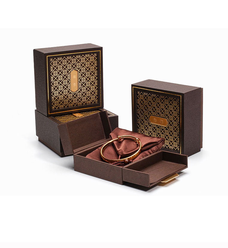 Fashion Brown Alloy Double Open Geometric Bracelet Box,Jewelry Packaging & Displays