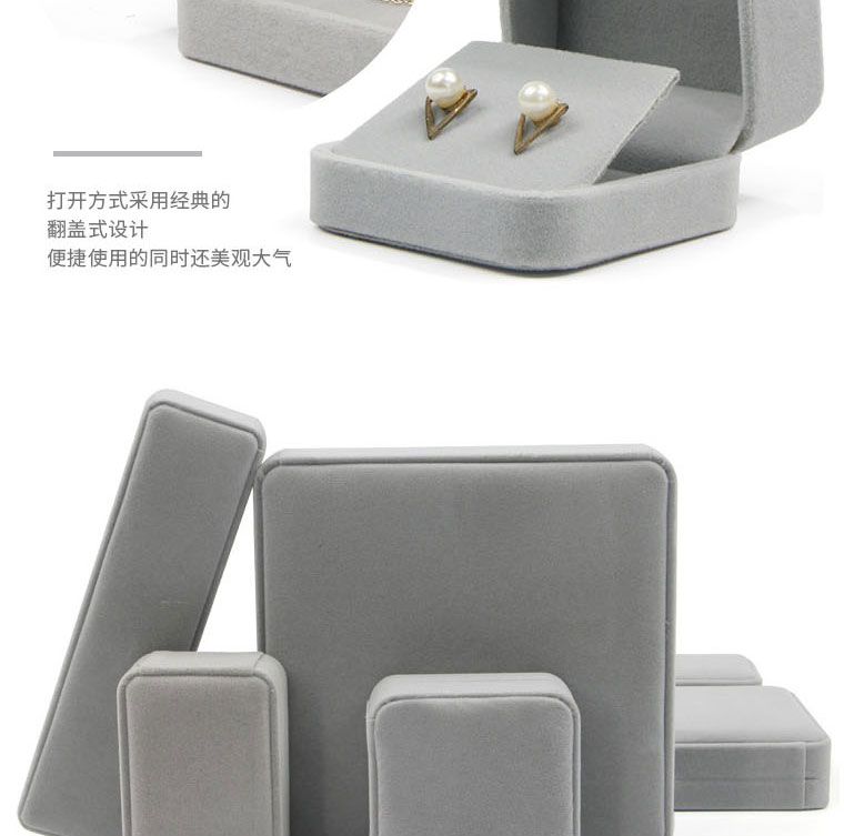 Fashion Pink Gray Flannel Single Ring Box Flannel Geometric Jewelry Box,Jewelry Packaging & Displays
