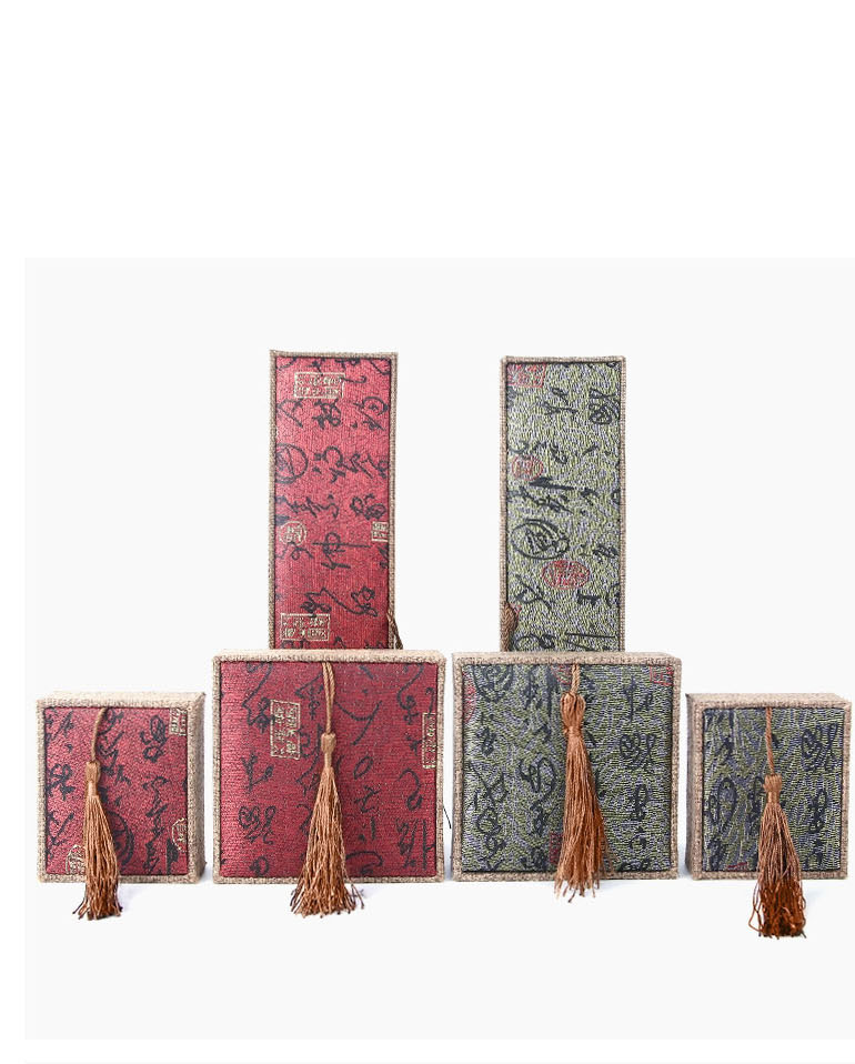 Fashion Kenaf Calligraphy Tassel Box Long Chain Box Linen Fringe Jewelry Box,Jewelry Packaging & Displays