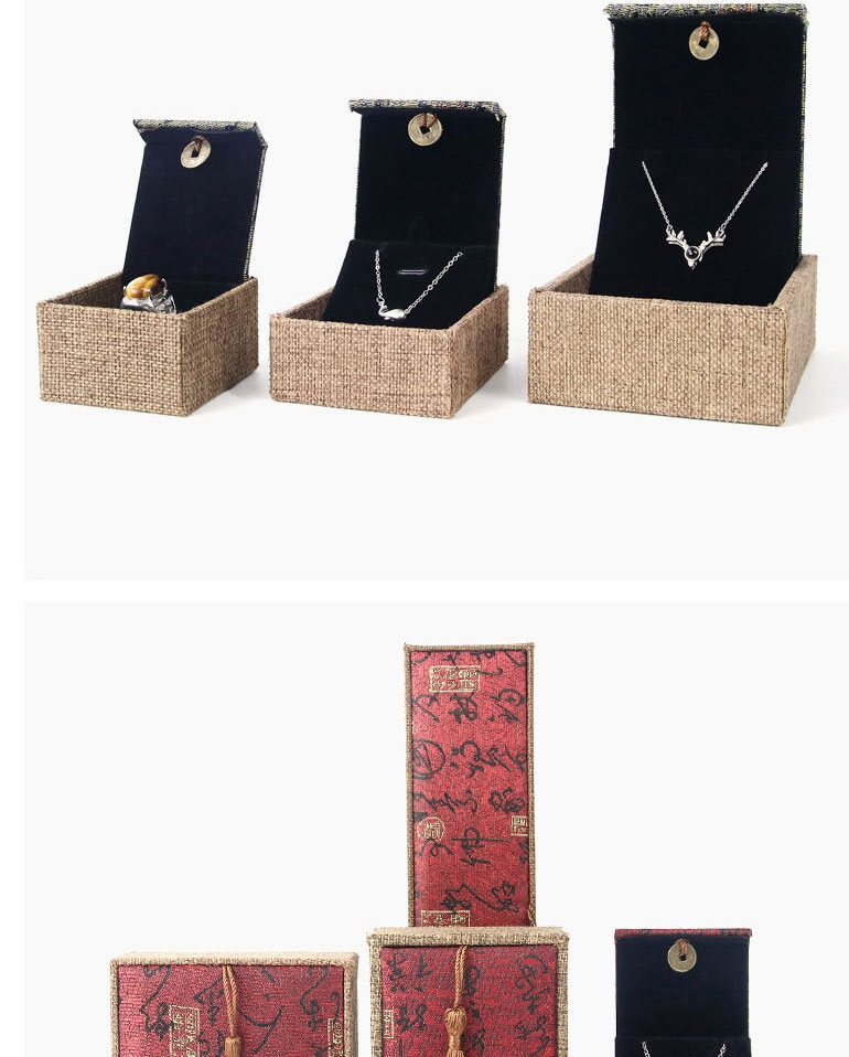 Fashion White Hemp Button Box Small Pendant Box Linen Fringe Jewelry Box,Jewelry Packaging & Displays