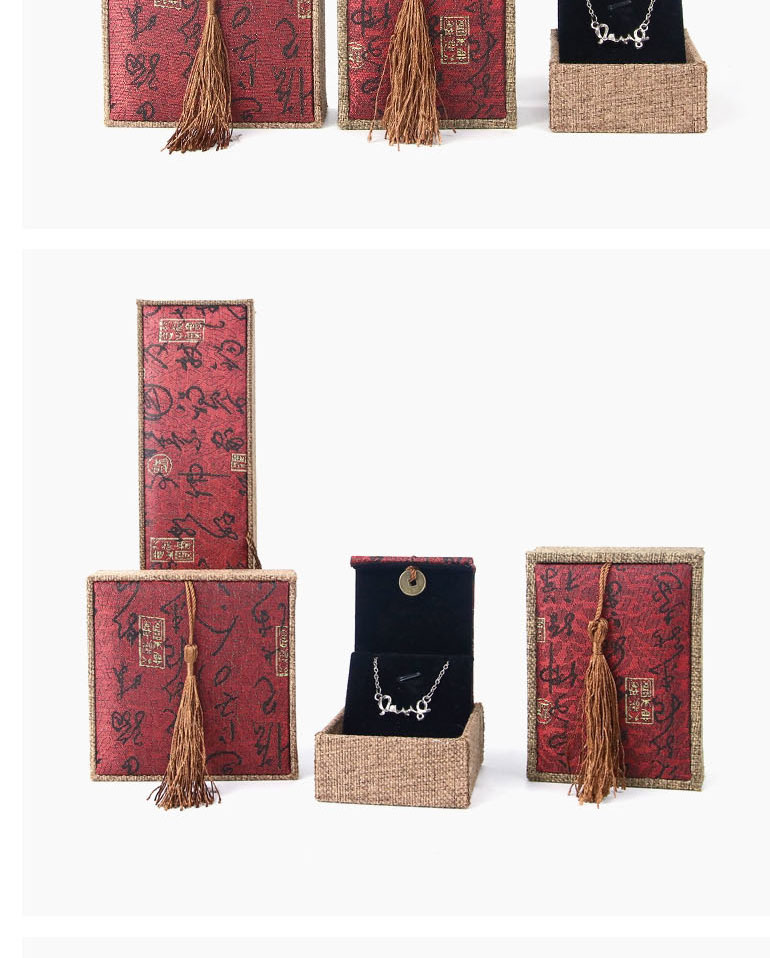 Fashion Kenaf Calligraphy Tassel Box Bracelet Box Linen Fringe Jewelry Box,Jewelry Packaging & Displays