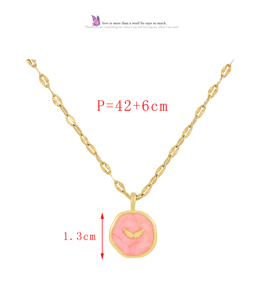 Fashion Pink Copper Drip Oil Irregular Wings Necklace,Necklaces