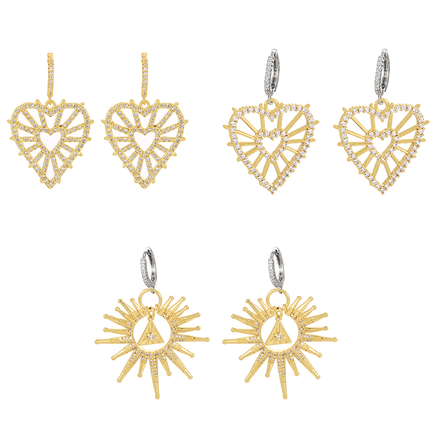 Fashion Silver Copper Inlaid Zirconium Heart Earrings,Earrings