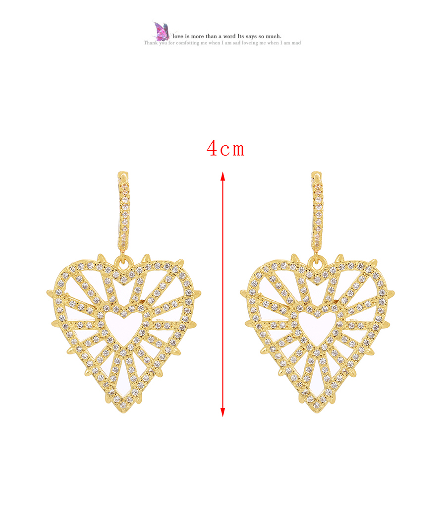 Fashion Gold Copper Inlaid Zirconium Heart Stud Earrings,Earrings
