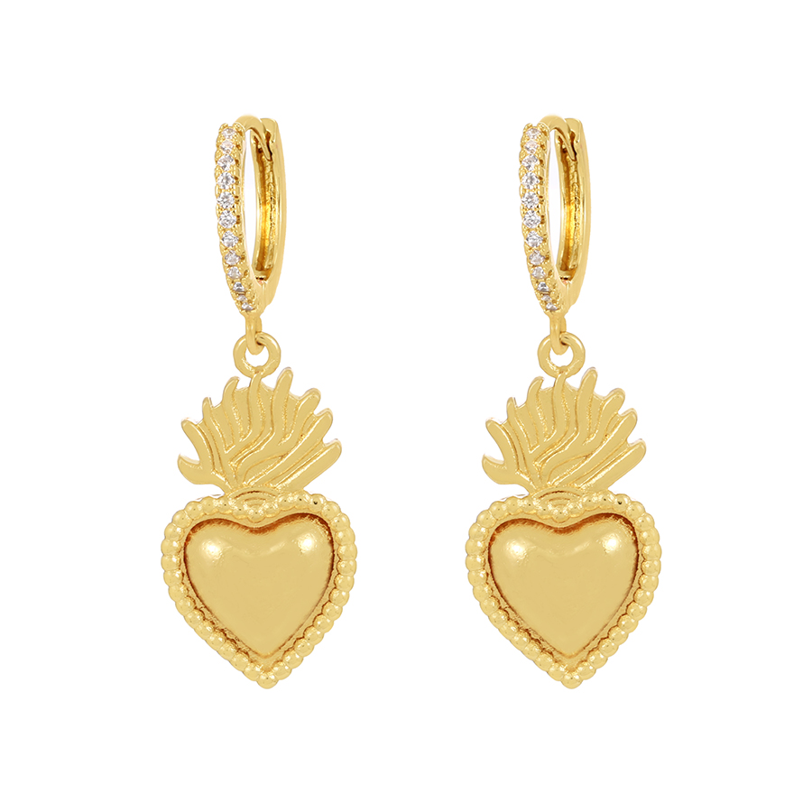 Fashion Gold Copper Inlaid Zirconium Oil Eye Love Earrings,Earrings
