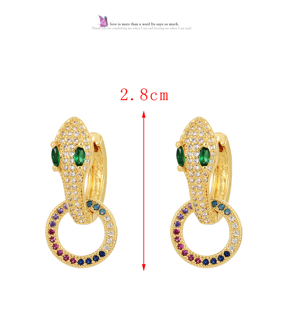 Fashion White Bronze Zirconium Snake Hoop Earrings,Earrings