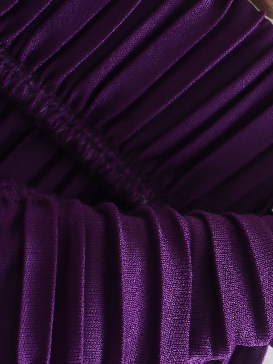 Fashion Purple Woven Pleated Trousers,Pants