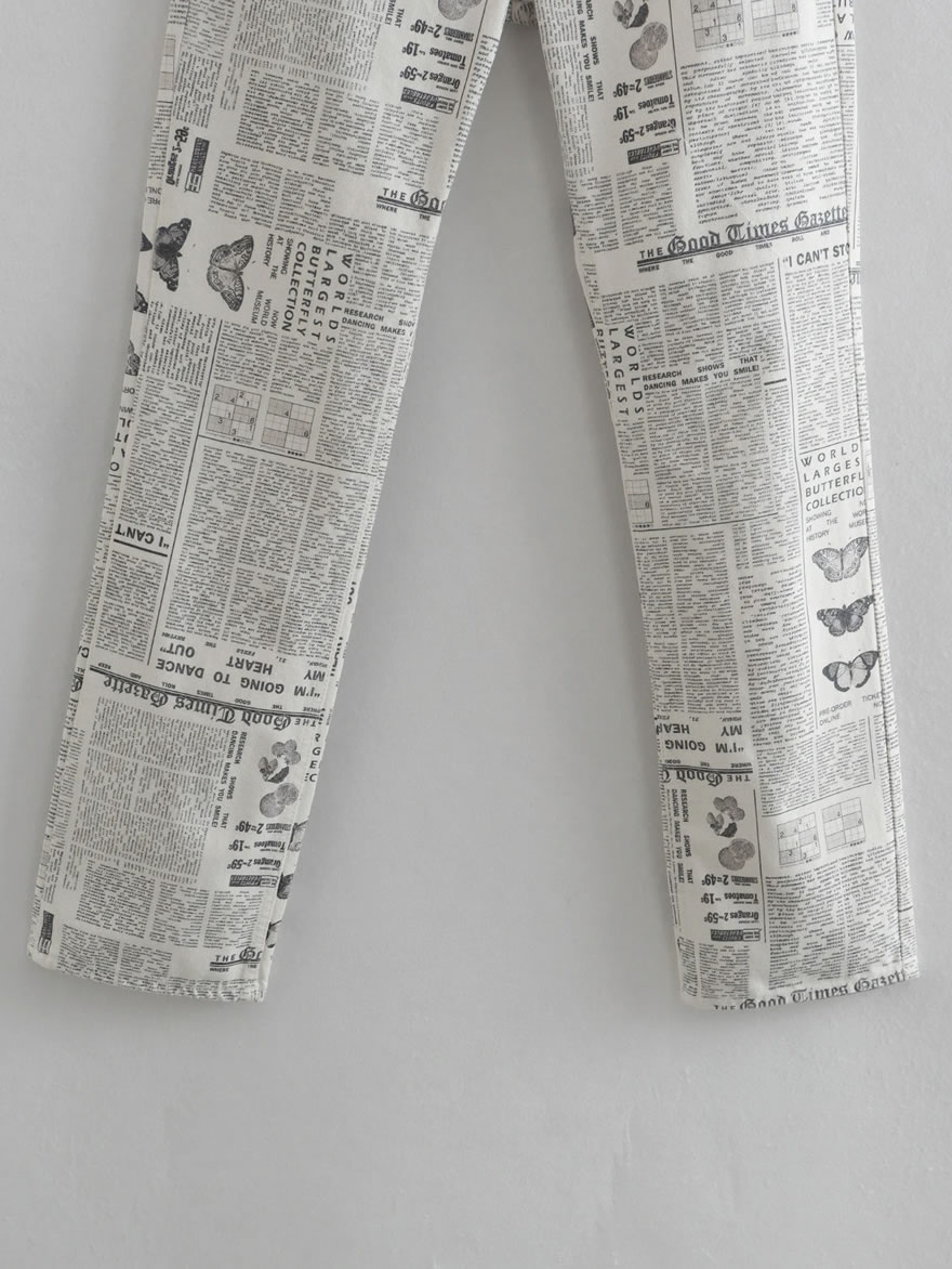 Fashion Printing Printed Straight-leg Jeans,Pants