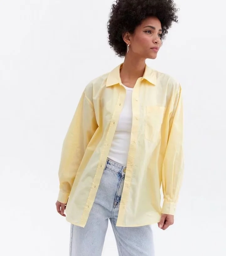 Fashion Yellow Lapel Buttoned Shirt,Blouses