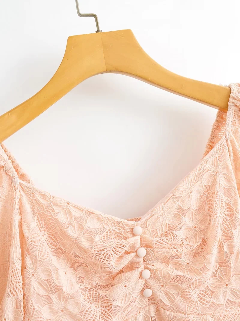 Fashion Orange Pink Lace Tie Short-sleeve Top,Tank Tops & Camis