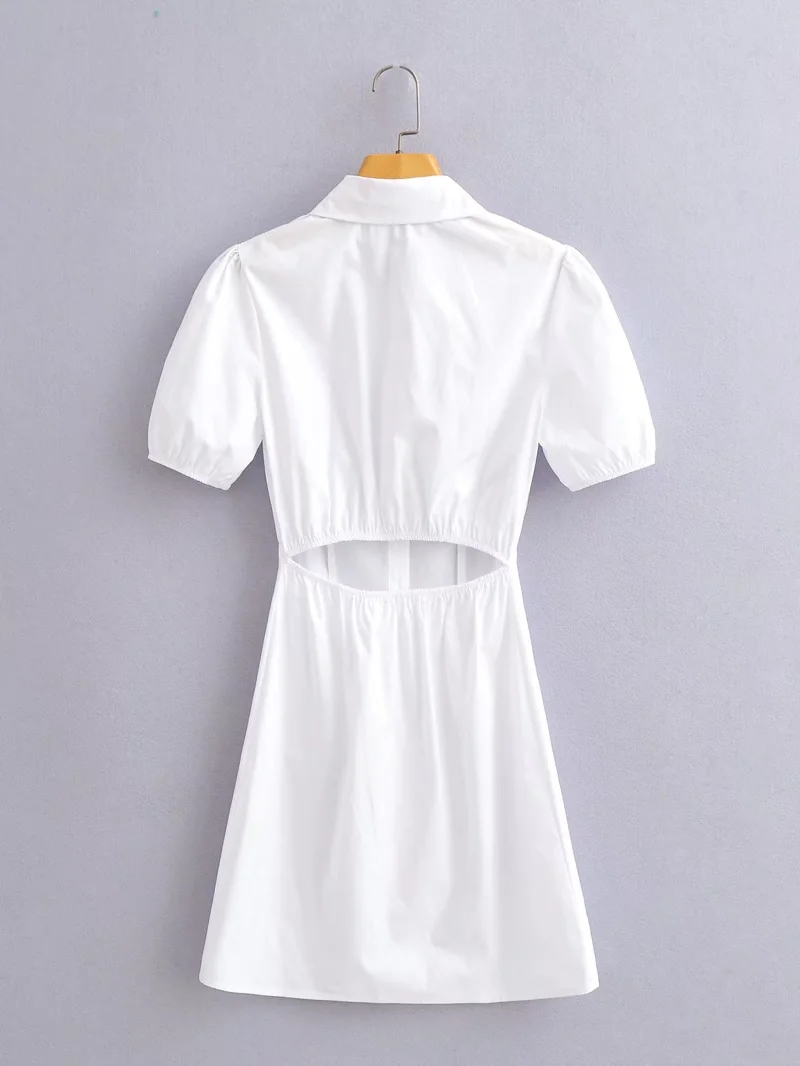 Fashion White Lapel Button Dress,Mini & Short Dresses