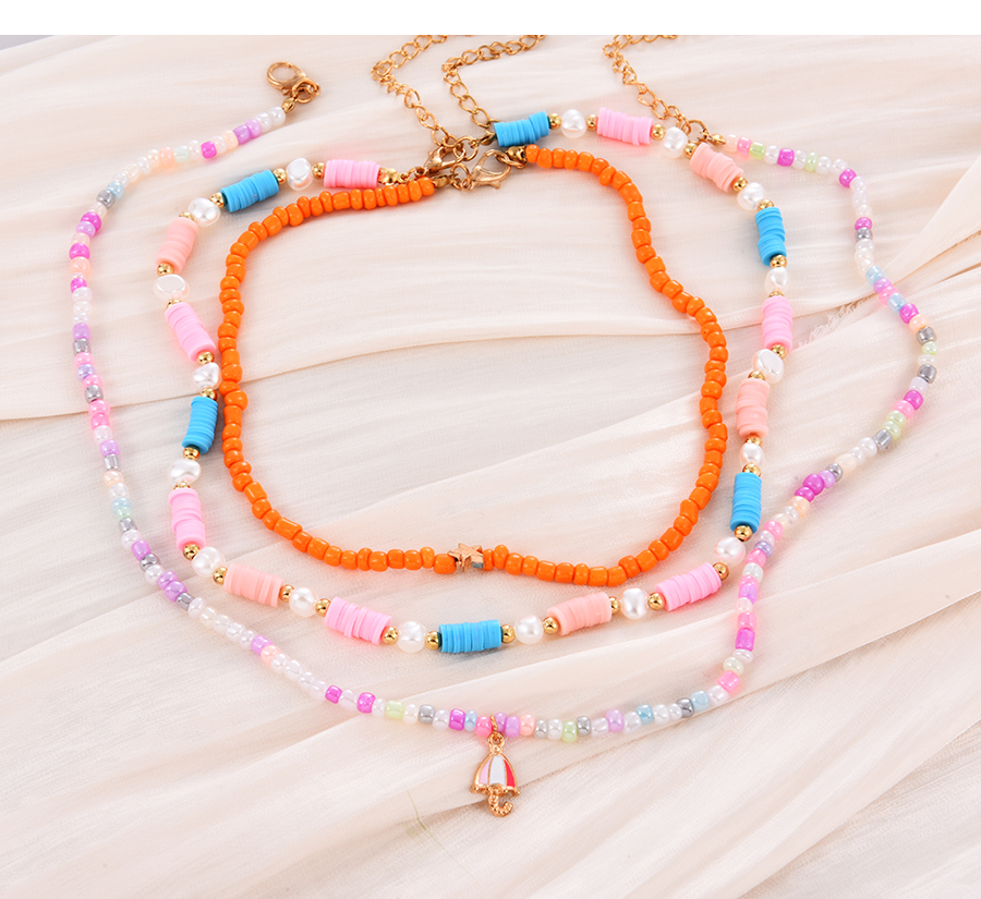 Fashion Color Pearl Multilayer Beaded Umbrella Necklace,Multi Strand Necklaces