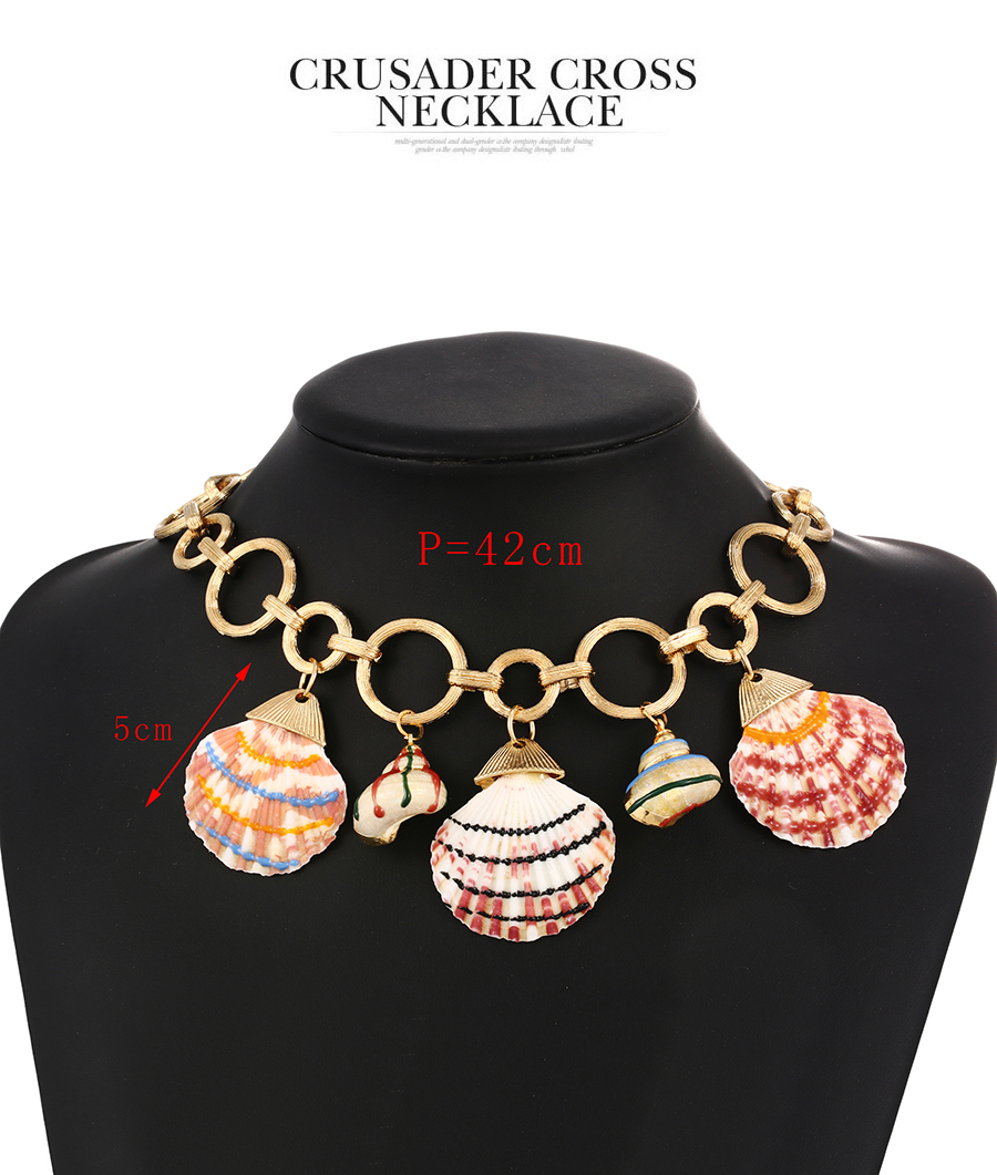 Fashion Color Alloy Shell Pendant Circle Ot Buckle Necklace,Pendants