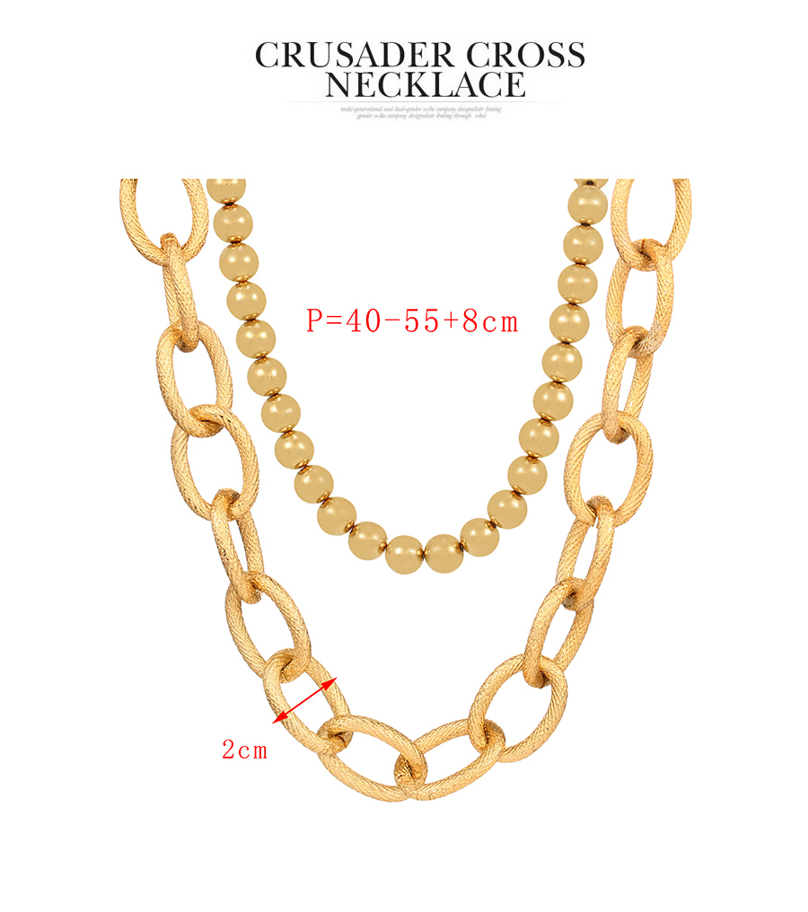 Fashion Gold Alloy Double Thick Chain Beaded Necklace,Multi Strand Necklaces