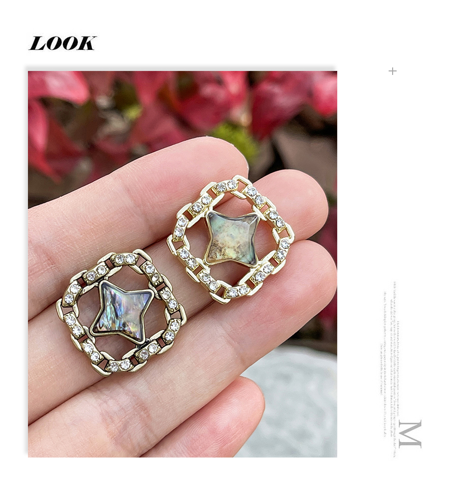 Fashion Bronze Alloy Diamond Geometric Stud Earrings,Stud Earrings
