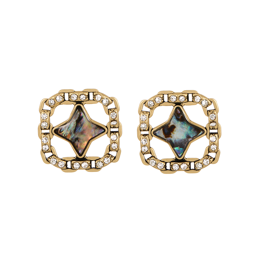Fashion Bronze Alloy Diamond Geometric Stud Earrings,Stud Earrings