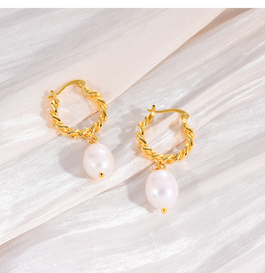 Fashion Gold Copper Twist Pearl Earrings,Earrings