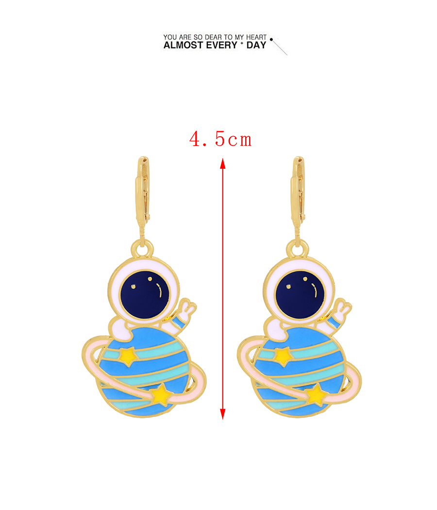Fashion Blue Alloy Drip Oil Planet Astronaut Earrings,Hoop Earrings