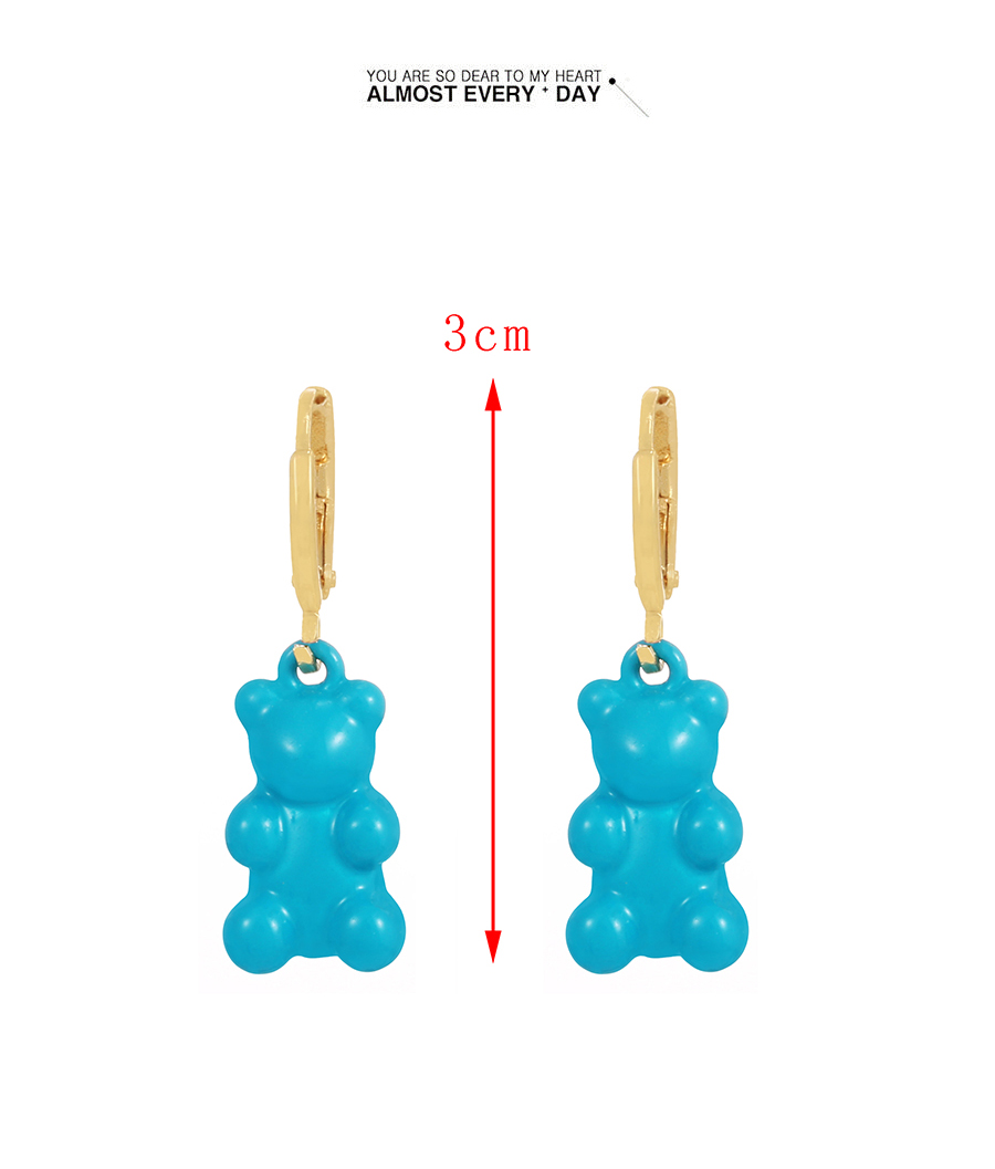 Fashion Light Blue Alloy Drip Oil Bear Earrings,Hoop Earrings