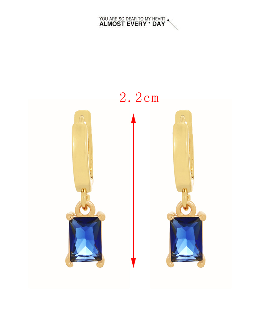 Fashion Light Blue Brass Set Square Zircon Earrings,Earrings