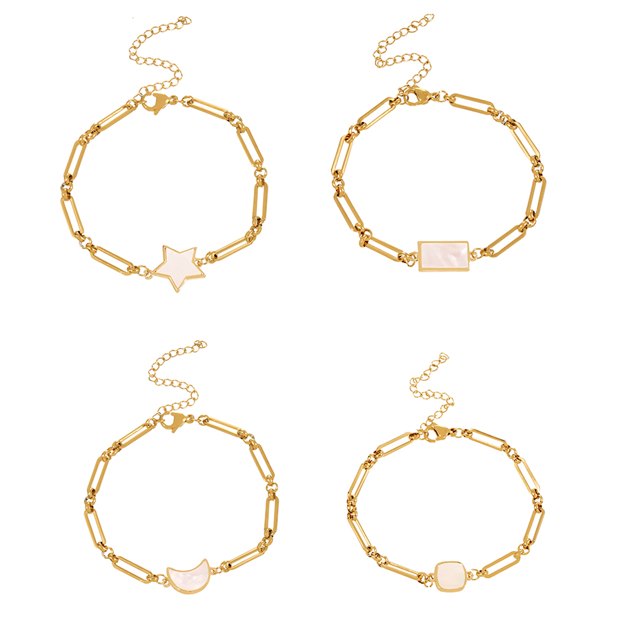 Fashion Gold-4 Titanium Steel Thick Chain Crescent Shell Bracelet,Bracelets