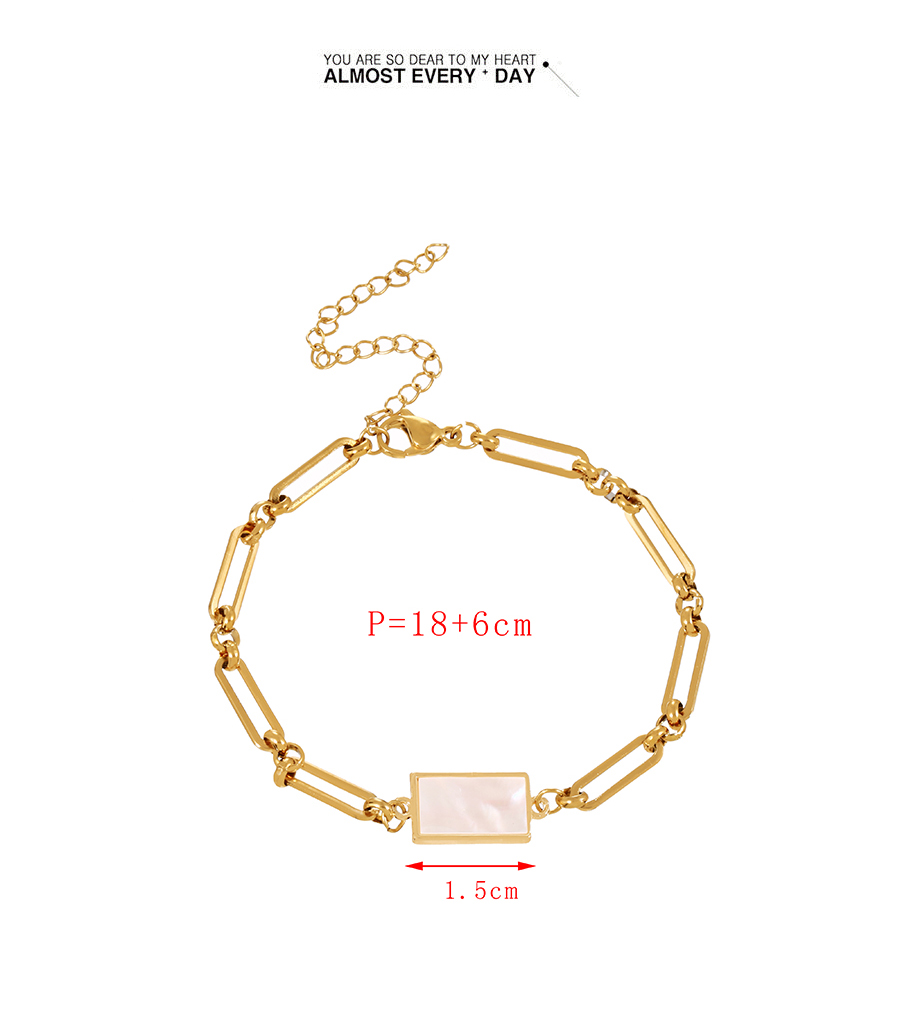 Fashion Gold Titanium Steel Chunky Chain Square Shell Bracelet,Bracelets