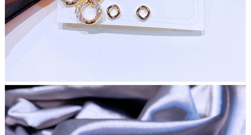 Fashion Gold Color Copper Zirconium Geometric Earrings Set,Earring Set