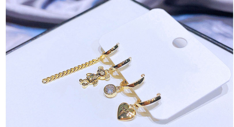 Fashion Gold Color Copper Zirconium Geometric Earrings Set,Earring Set