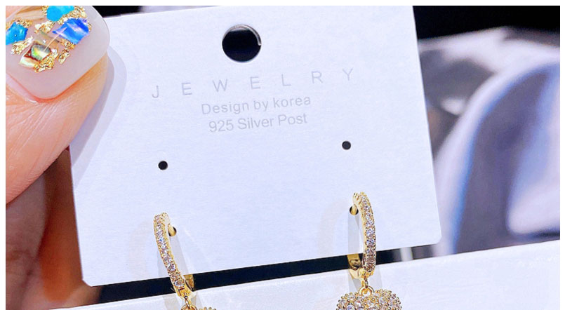 Fashion Gold Color Plated Copper Inlaid Zirconium Heart Earrings,Earrings