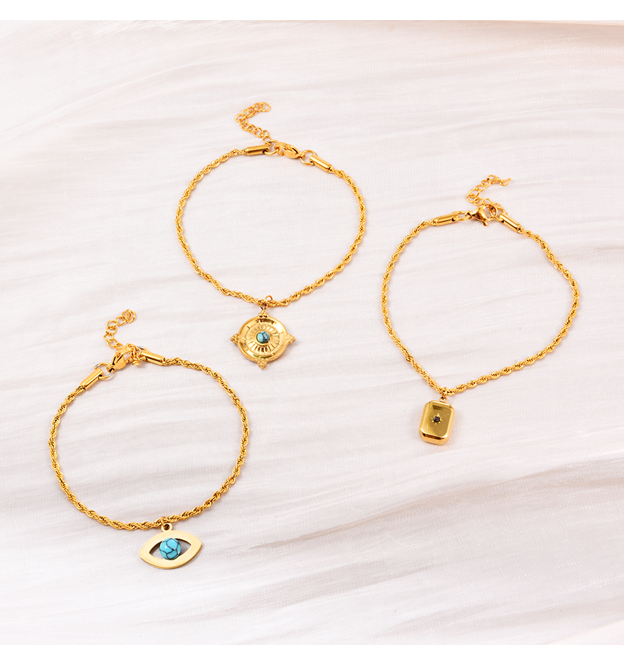 Fashion Gold-9 Titanium Twist Chain Square Pendant Bracelet,Fashion Bracelets