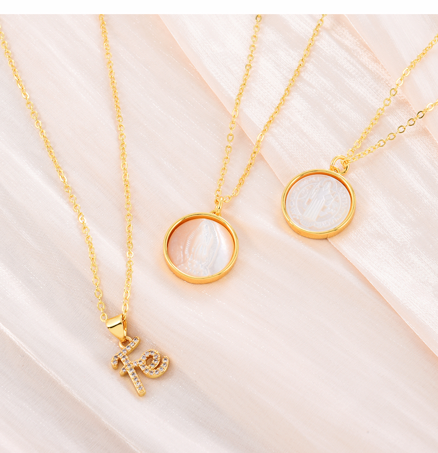 Fashion Gold-4 Bronze White Seashell Round Necklace,Necklaces