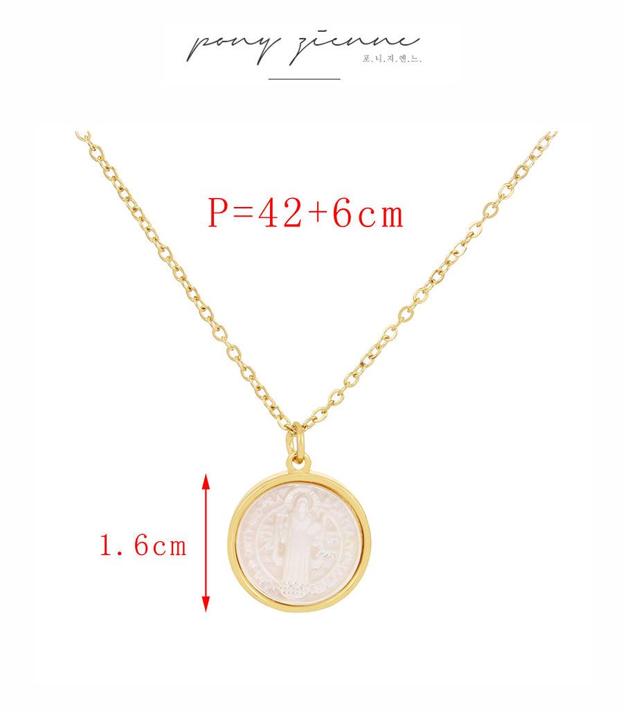 Fashion Gold-3 Bronze White Seashell Round Necklace,Necklaces