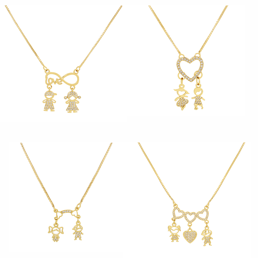 Fashion Gold-5 Brass Inlaid Zirconium Boy Girl Pendant Necklace,Necklaces