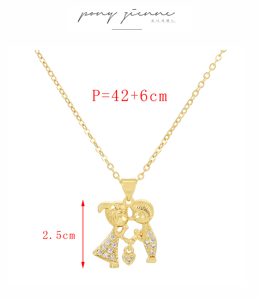 Fashion Gold-5 Brass Inlaid Zirconium Boy Girl Pendant Necklace,Necklaces