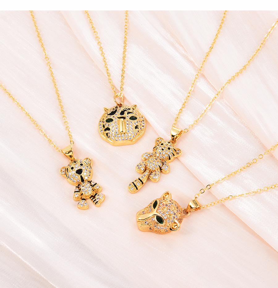 Fashion Gold Bronze Zirconium Tiger Necklace,Necklaces