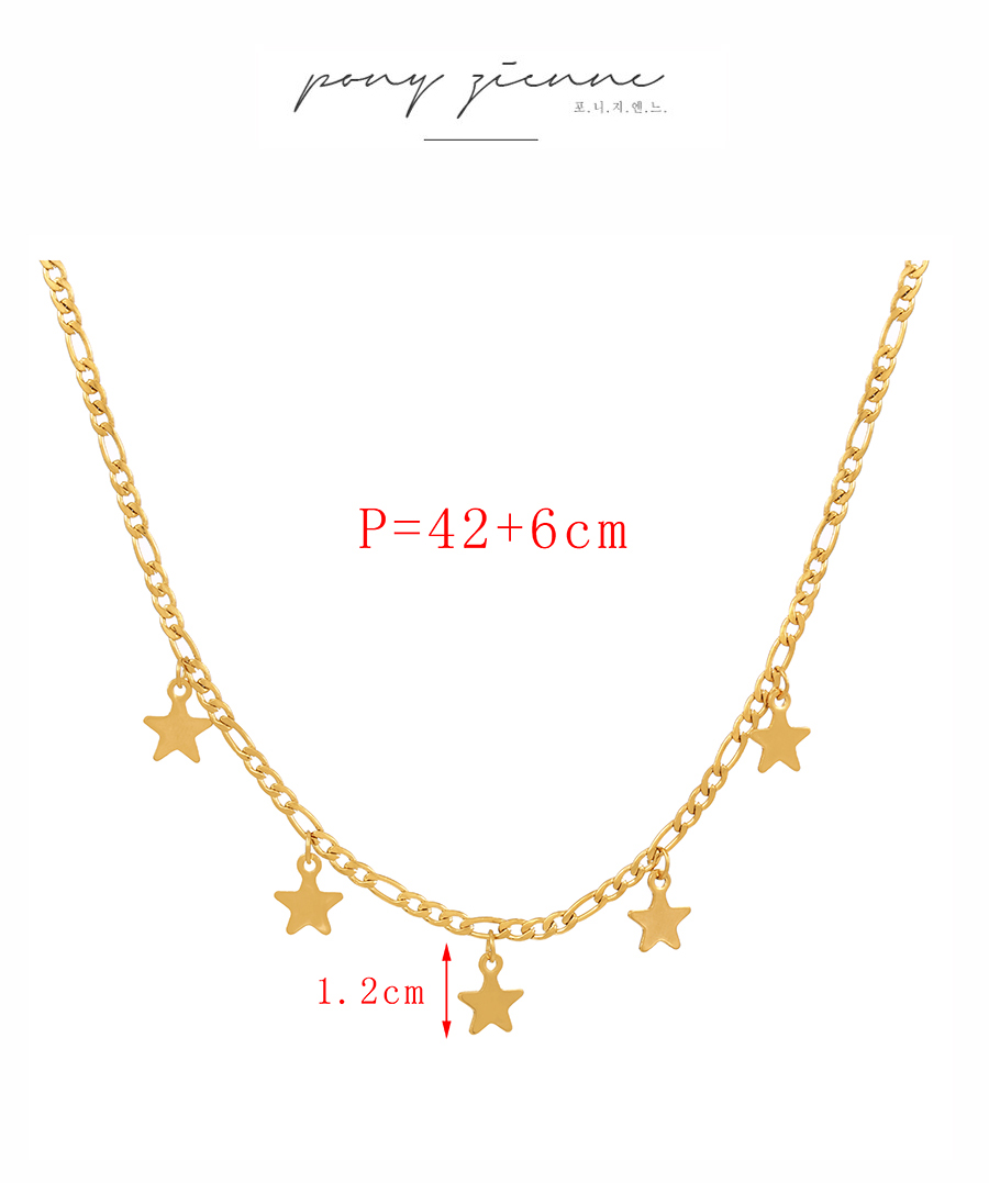 Fashion Gold-2 Titanium Steel Pentagram Pendant Necklace,Necklaces