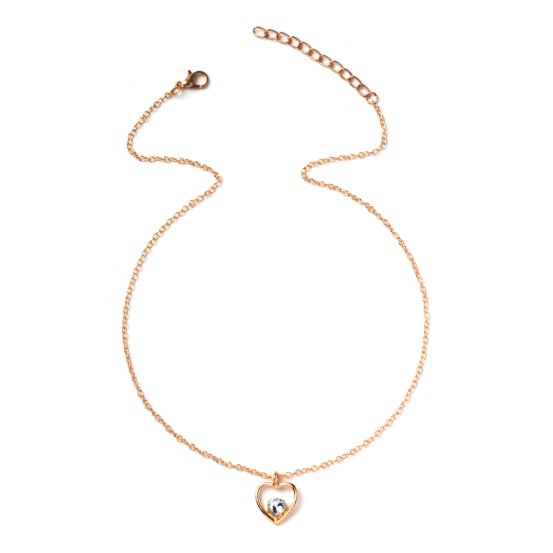 Fashion Gold Alloy Diamond Openwork Heart Necklace,Pendants