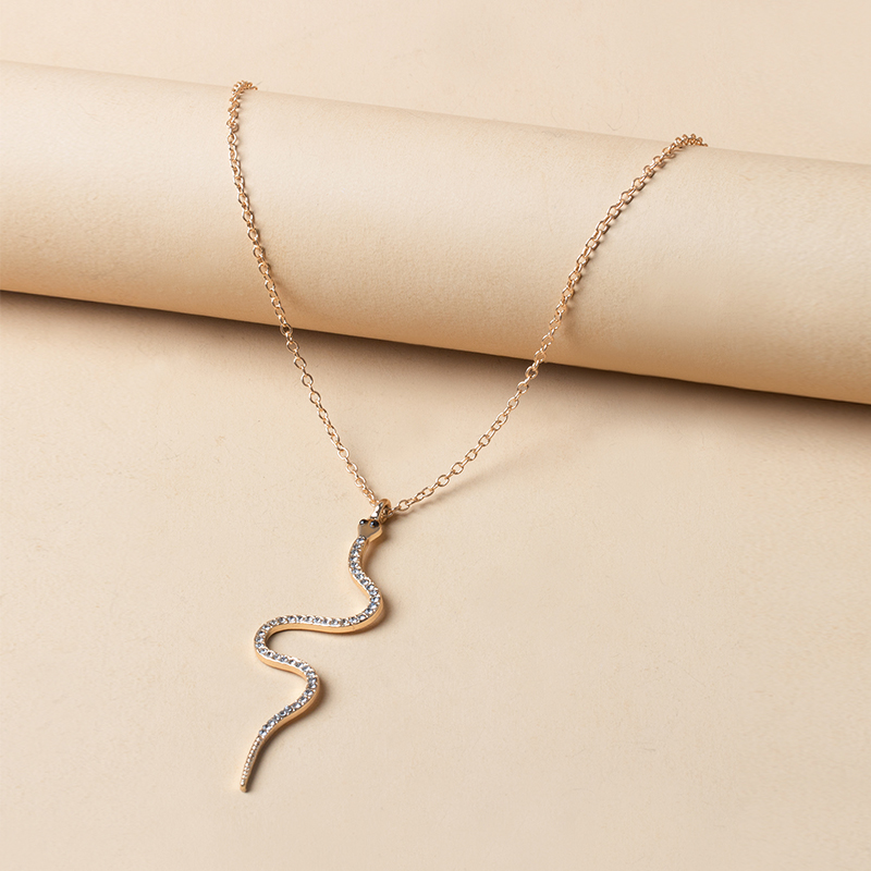 Fashion Gold Alloy Diamond Snake Necklace,Pendants