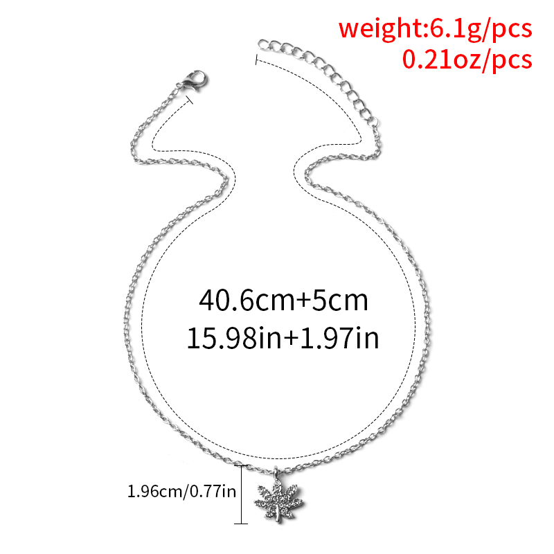Fashion Main Color Alloy Diamond Maple Leaf Necklace,Pendants