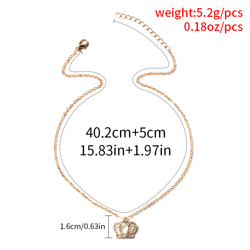 Fashion Gold Alloy Diamond Crown Necklace,Pendants