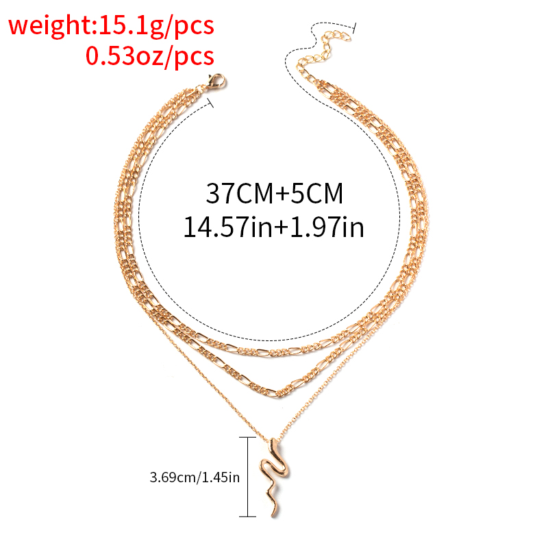 Fashion Gold Alloy Snake Chain Multilayer Necklace,Multi Strand Necklaces