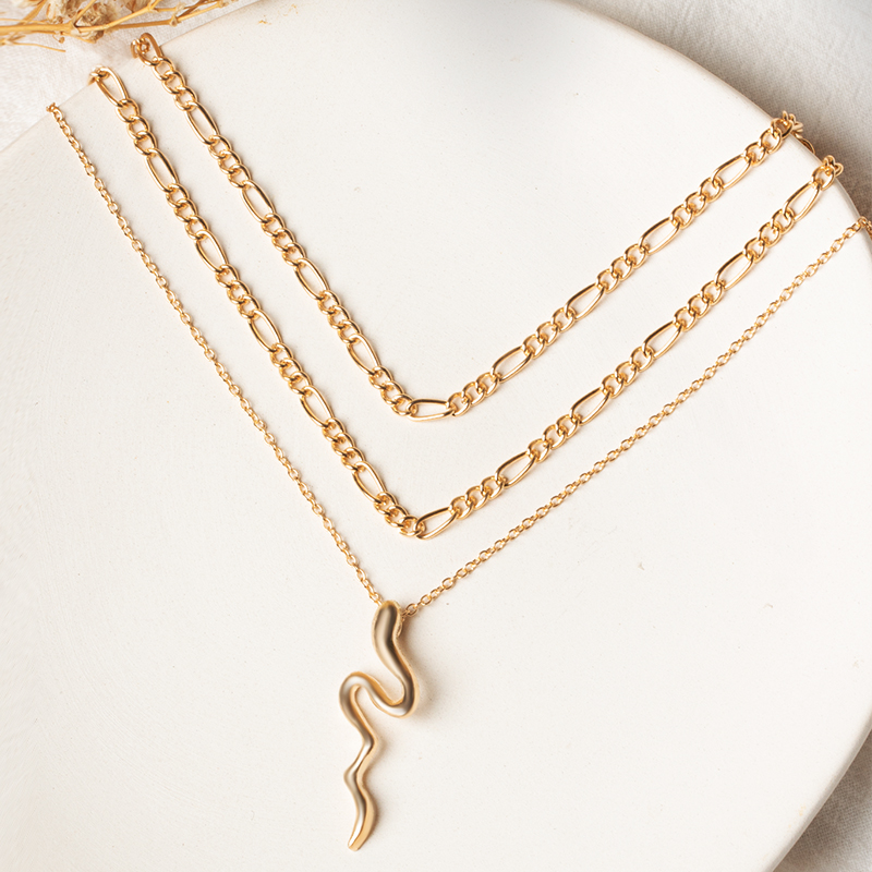 Fashion Gold Alloy Snake Chain Multilayer Necklace,Multi Strand Necklaces