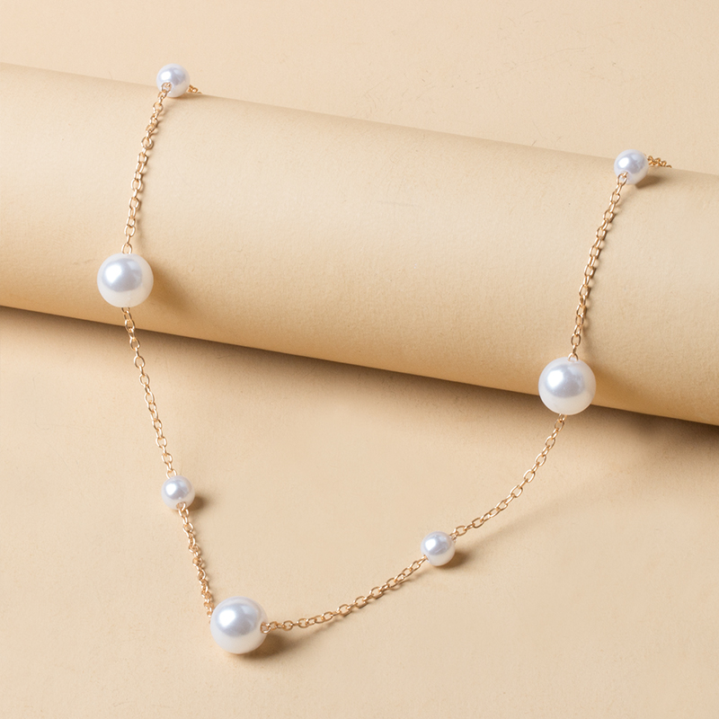 Fashion Gold Alloy Size Pearl Necklace,Pendants